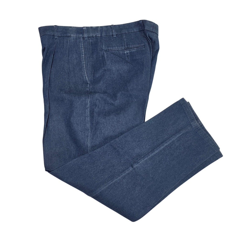 Norm Thompson Pleated Trousers 40 Blue Mens Cotton Straight Leg Pants